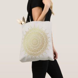 Elegantes Gold auf Cream Floral Henna Mandala Tasche
