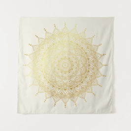 Elegantes Gold auf Cream Floral Henna Mandala Wandteppich