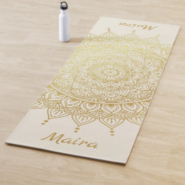 Elegantes Gold auf Cream Floral Henna Mandala Yogamatte