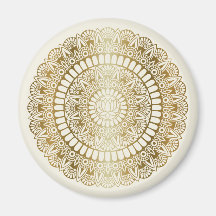 Elegantes Gold auf Cream Lotus Henna Mandala