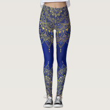 Elegantes Gold auf Deep Blue Floral Henna Mandala