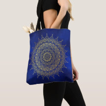 Elegantes Gold auf Deep Blue Floral Henna Mandala