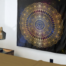 Elegantes Gold auf Dunkelnebel Lotus Henna Mandala