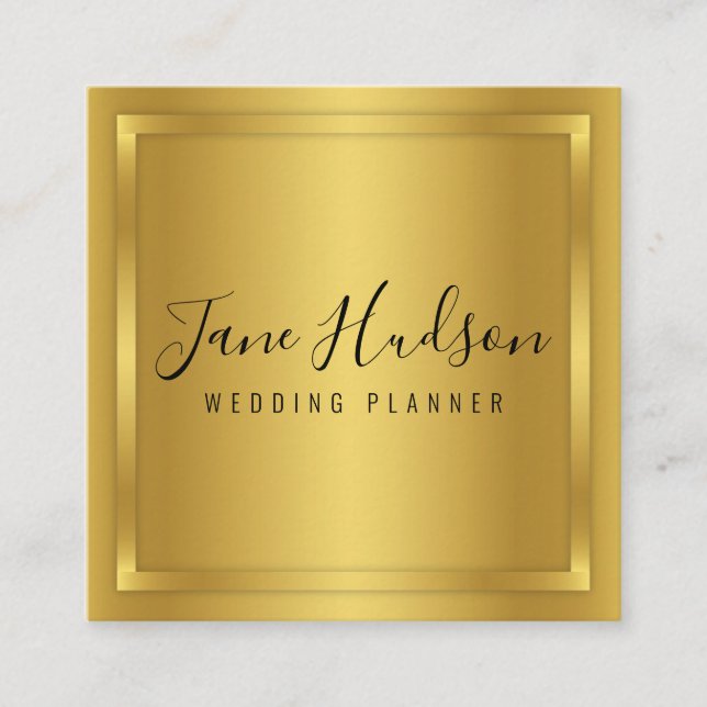 Elegantes Gold auf Gold Minimalistisch bearbeitbar Quadratische Visitenkarte (Vorderseite)