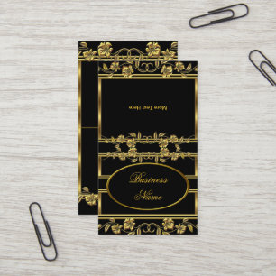 Elegantes Gold auf Gold Schwarz Blumenmuster zum F Visitenkarte