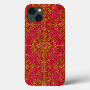 Elegantes Gold auf rosa-rotem Damastmuster Case-Mate iPhone Hülle