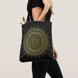 Elegantes Gold auf sanften schwarzen Flora Henna M Tasche