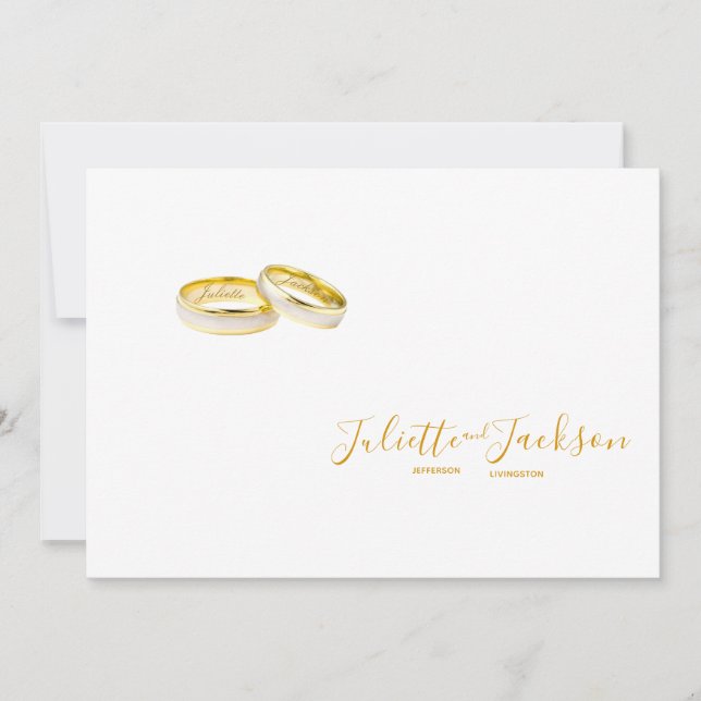 Elegantes Gold auf weiß| personalisierte Hochzeits Einladung (Vorderseite)