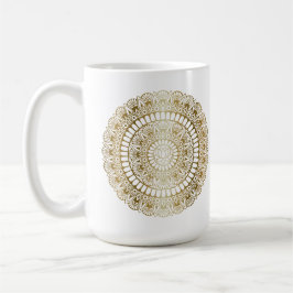 Elegantes Gold auf White Lotus Henna Mandala Kaffeetasse