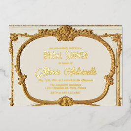 Elegantes Gold Baroque Rokoko Brautparty Folieneinladung