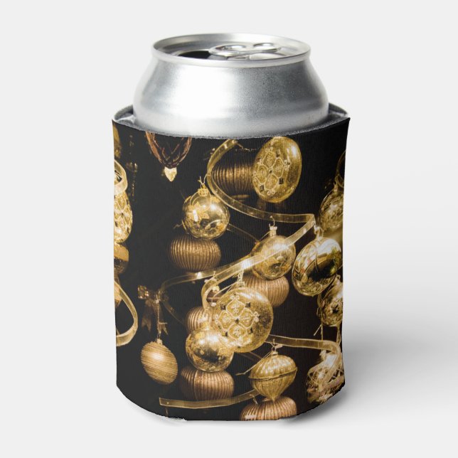 Elegantes Gold Baubles und Spiralmuster Dosenkühler (Kanne Vorderseite)