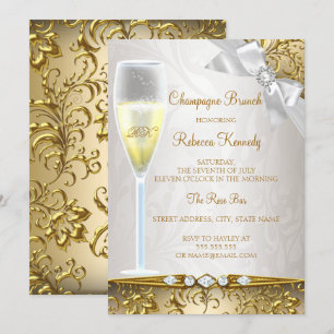 Elegantes Gold Beige Weißer Champagner Brunch Einladung