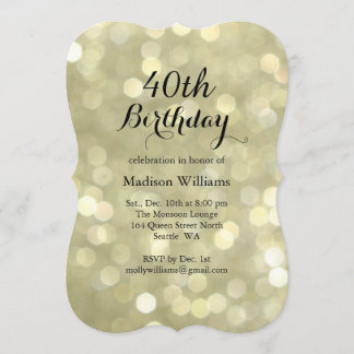 Elegantes Gold beleuchtet Geburtstags-Einladung Einladung