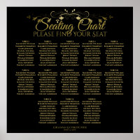 Elegantes Gold Black 13 Table Wedding Seating Char