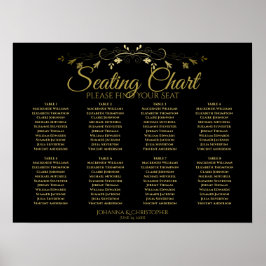 Elegantes Gold & Black 8 Table Wedding Chart Poster