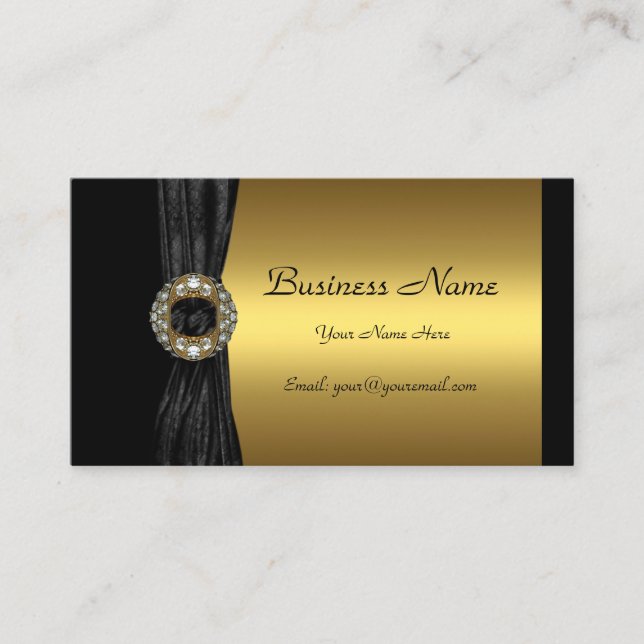 Elegantes Gold Black Diamond Juwel Visitenkarte (Vorderseite)