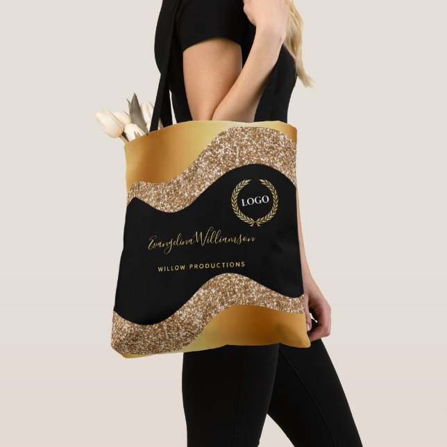 Elegantes Gold Black Glam Logo Tasche (Von Nahem)