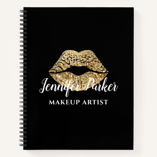 Elegantes Gold Black Makeup Artist Business Notizbuch (Vorderseite)