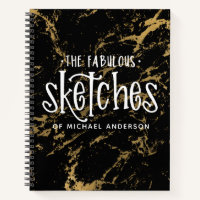 Elegantes Gold Black Marble Sketchbook