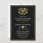 Elegantes Gold & Black Masquerade Sweet 16 Party Magneteinladung<br><div class="desc">Elegante Gold & Black Masquerade Sweet 16 Party Magnetic Einladungen von Eugene_Designs.</div>