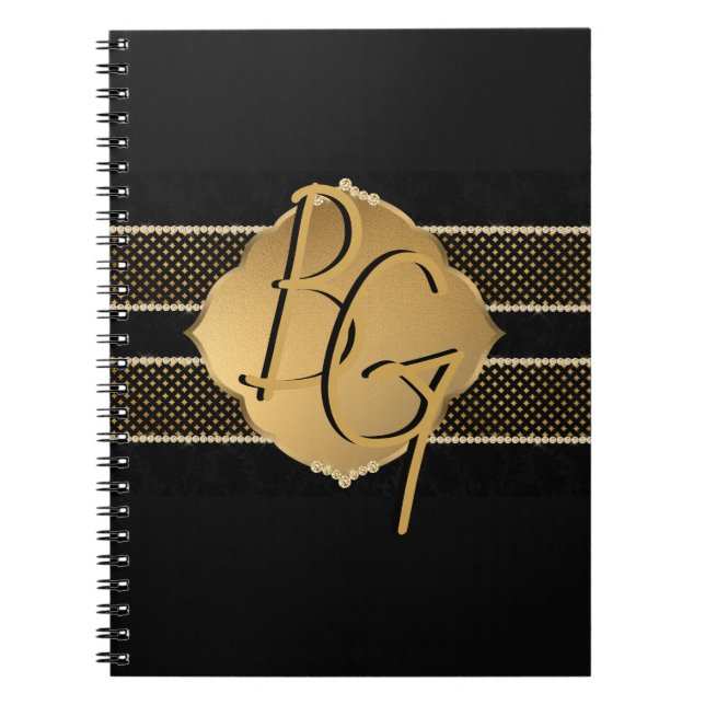 Elegantes Gold Black Monogram Design Notizblock (Vorderseite)