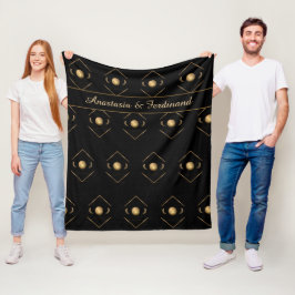 Elegantes Gold Black Muster personalisieren Fleecedecke