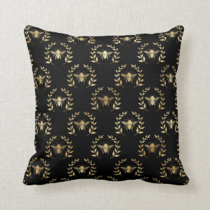 Elegantes Gold & Black Queen Bee Throw Kissen