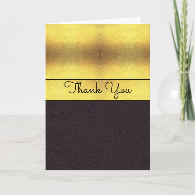 Elegantes Gold & Black Vielen Dank Dankeskarte (Vorderseite)