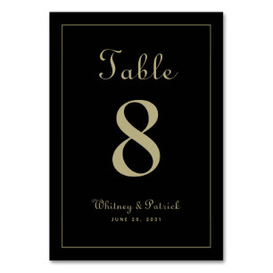 Elegantes Gold Black Wedding Empfang formales Aben Tischnummer