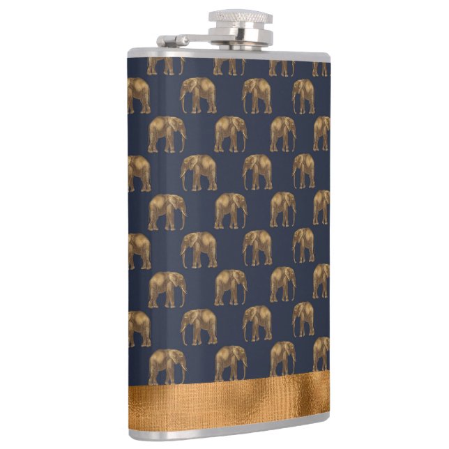 Elegantes Gold Blue Elephant Chic Hübsch Cool Flachmann (Rechts)
