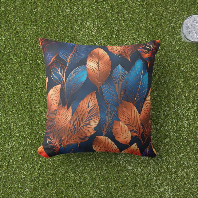 Elegantes Gold Blue Foliage Nature Design Kissen (Golfball-Marker)