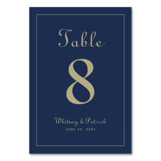 Elegantes Gold Blue Hochzeit Empfang formales Aben Tischnummer