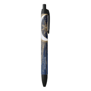 Elegantes Gold & Blue Sun Moon Mandala Doodles Art Kugelschreiber