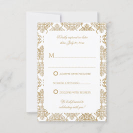 Elegantes Gold Blüh Damask UAWG Einladung