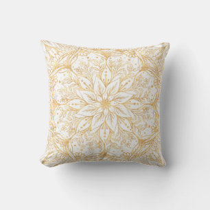 Elegantes Gold Blume Mandala Weißes Design Kissen