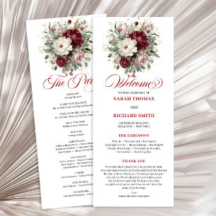 Elegantes Gold-Blush-Burgunder-Hochzeitsprogramm Programm