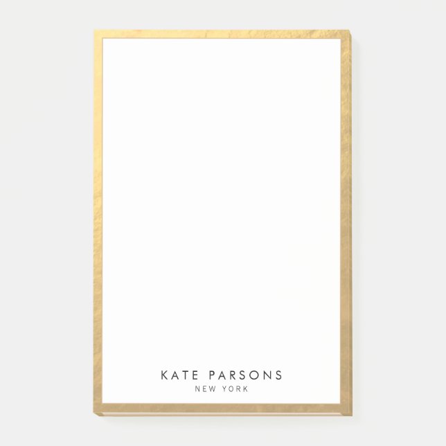 Elegantes Gold Border Notepad Post-it Klebezettel (Vorderseite)