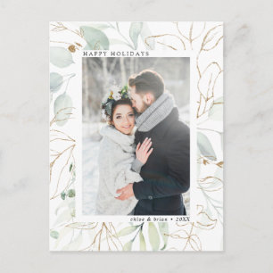 Elegantes Gold Botanische Vegetation Foto Postkarte
