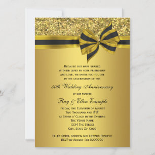 Elegantes Gold Bow Party zum 50. Jubiläum Einladung