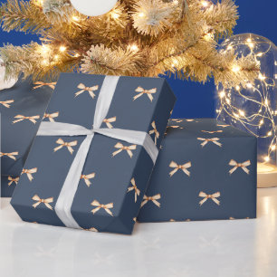 Elegantes Gold Bow Weihnachtswrapping Paper Geschenkpapier