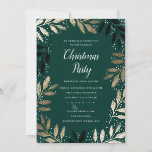 Elegantes Gold Branch Foliage Weihnachts-Party Einladung