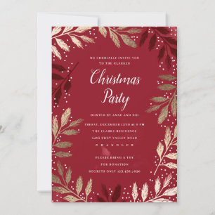Elegantes Gold Branch Foliage Weihnachts-Party Einladung