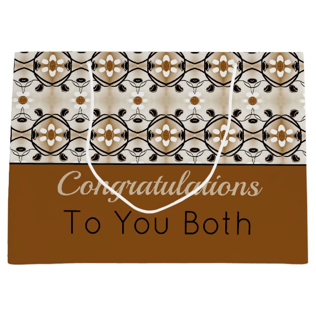 Elegantes Gold braun und schwarz Große Geschenktüte (Vorderseite)