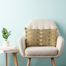 Elegantes Gold Brown Beige Herzmuster Lendenkissen