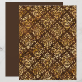Elegantes Gold Brown Damask Muster Scrapbook