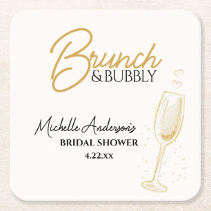Elegantes Gold Brunch & Bubbly Brautabschiedsparty Rechteckiger Pappuntersetzer