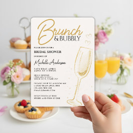 Elegantes Gold Brunch & Bubbly Brautparty Einladung