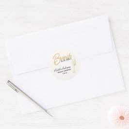 Elegantes Gold Brunch & Bubbly Brautparty  Runder Aufkleber