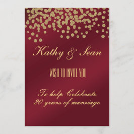 Elegantes Gold & Burgund Jubiläum Einladung