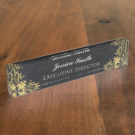 Elegantes Gold Business Beruflich Monogram Namensplakette